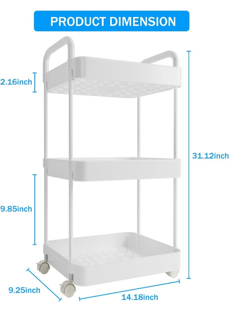 Volnamal Diaper Caddy Organizer, 3-Tier Movable Diaper Cart with Wheels, Newborn Essentials Must Haves, Diaper Caddy for Wipes & Diapers, Baby Registry Search - Plastic White  - Image 2