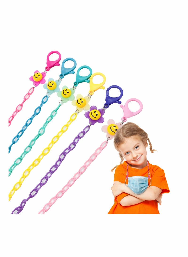 Captaintech Mask Lanyard for Kids 6PCS Eyewear Eyeglass Lanyard Repeatable Portable Beautiful and Durable Cute Smile Cartoon Mask Holder Chain For Kids or Women Made of Acrylic Pack of 6 Colors - Image 1