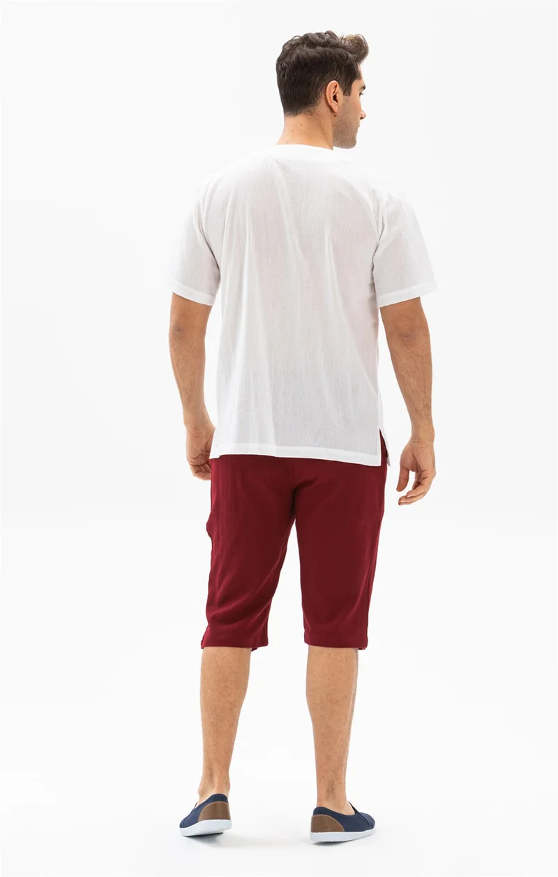 Eliş Şile Bezi Şile Cloth Men's Shorts With Pocket Claret Red Brd