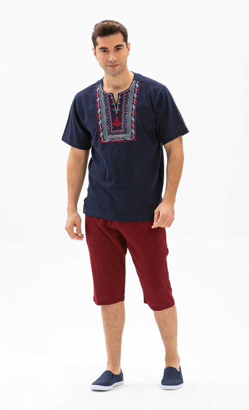 Eliş Şile Bezi Şile Cloth Men's Shorts With Pocket Claret Red Brd
