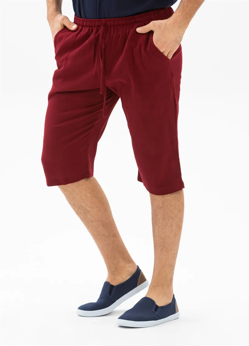 Eliş Şile Bezi Şile Cloth Men's Shorts With Pocket Claret Red Brd