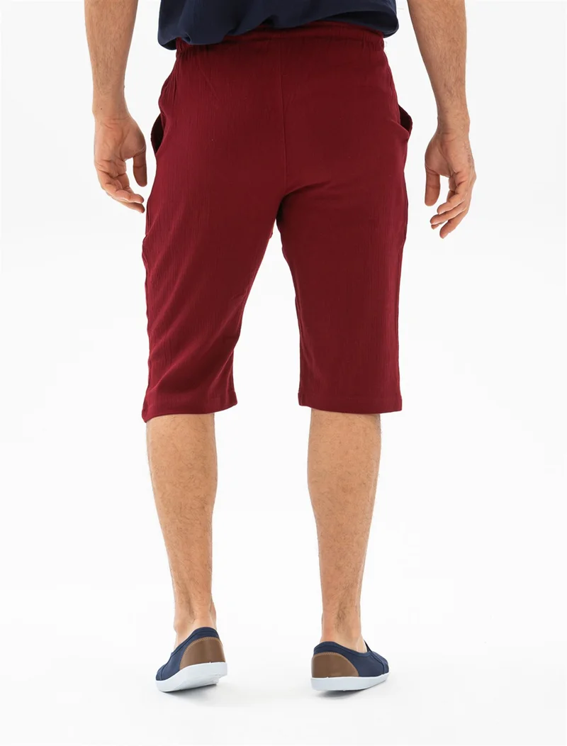 Eliş Şile Bezi Şile Cloth Men's Shorts With Pocket Claret Red Brd