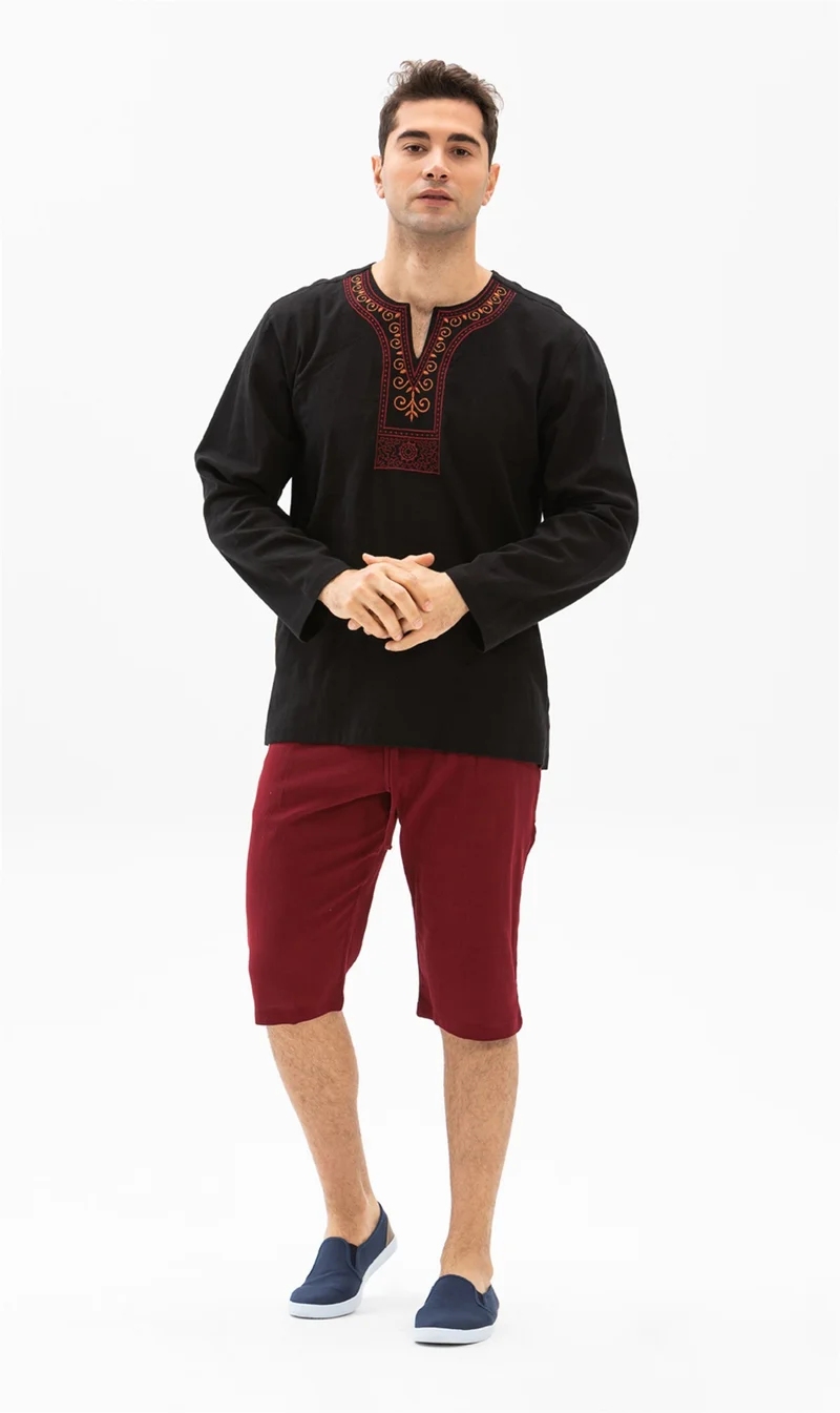 Eliş Şile Bezi Şile Cloth Men's Shorts With Pocket Claret Red Brd