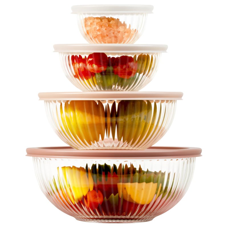 Freshmage Glass Mixing Bowls with Lids Sets, 4 Packs Glass Bowls with Lids for Kitchen Baking, Meal Prepping and Salad, Bpa Free and Dishwasher Safe Serving Bowls, 0.2/0.5/1.1/2.1 - Image 1