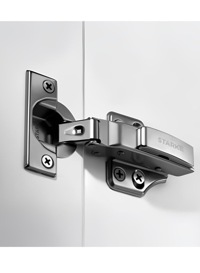 STARKE Pack of 2 Full Over Lay Soft Close Fast Mounted 1 Section Force Buffering Hinge - Black Electroplated, 105 Degree Opening Angle, 14-22 mm Application, Protective Cover & Screws included.  - Image 3