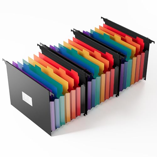 SUIN Expanding Hanging File Folders, 7 Pockets Accordion Organizer, Letter Size 1.2" Expansion with Color Tabs for Filing Cabinets (3) - Image 1
