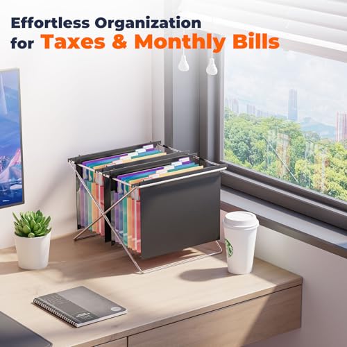 SUIN Expanding Hanging File Folders, 7 Pockets Accordion Organizer, Letter Size 1.2" Expansion with Color Tabs for Filing Cabinets (3) - Image 5
