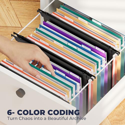 SUIN Expanding Hanging File Folders, 7 Pockets Accordion Organizer, Letter Size 1.2" Expansion with Color Tabs for Filing Cabinets (3) - Image 4
