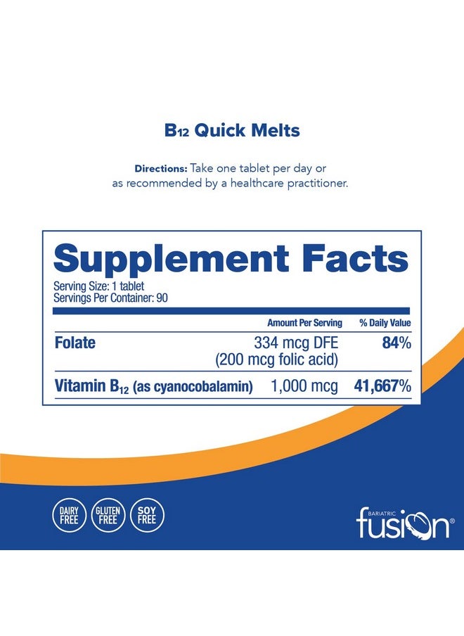 B12 Vitamin Quick Melt; Grape Flavored Tablets; Dissolves On Your Tongue; Post Bariatric Surgery Patients; Gluten Dairy & Soy Free; 90 Count - pzsku/Z890C294CA35BC042CDA4Z/45/_/1695134325/436983b7-46d0-4261-b36b-2eb486b8cf8b