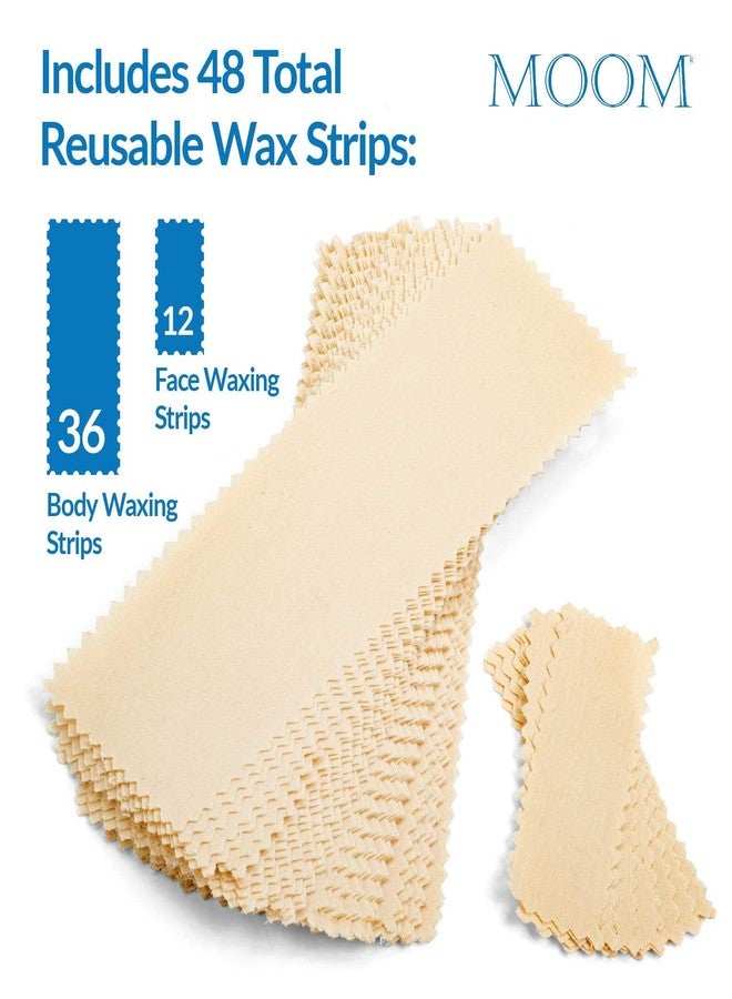 MOOM Wax Strips for Hair Removal - 48 Polycotton Reusable & Washable Wax Strips 36 for Body, Chest, Legs & 12 for Face & Eyebrows - Body & Facial Wax Strips for Men, Compatible with Sugar Wax - Image 4