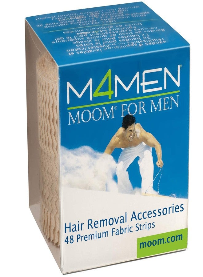 MOOM Wax Strips for Hair Removal - 48 Polycotton Reusable & Washable Wax Strips 36 for Body, Chest, Legs & 12 for Face & Eyebrows - Body & Facial Wax Strips for Men, Compatible with Sugar Wax - Image 1