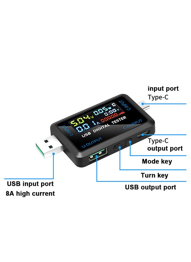 Multi-function USB Voltage Current Test Meter Digital IPS Display Capacity Tester Power Tester Digital Voltmeter Electrical Appliances Detection Device