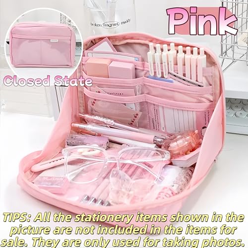 UIVXXUD Kawaii Cute Aesthetic Pencil Case - Large Capacity Canvas Pen Pouch Bag - Image 2