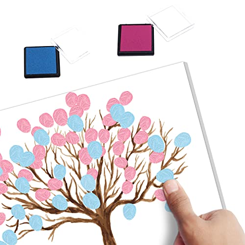 LNOKRIM Baby Shower Guest Book Fingerprint Tree Canvas, Jungle Safari Theme Gender Reveal Supplies, Personalized Alternative Guest Book,Fingerprint Guest Book - Image 5