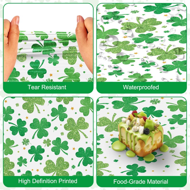 Litmitfu 3 Pack St Patricks Day Tablecloth - Lucky Green Shamrock St Patrick's Tablecloths Set, Disposable Plastic St Patrick Table Cloth Cover for Happy St. Patrick's Day Dinner Table Decor Party Supplies - Image 5