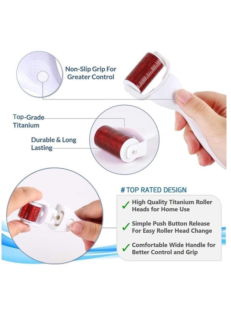Generic - 3 in 1 Derma Roller Set includes 3 different roller heads with different sized needles used for skin care around eyes, face and body, targeting acne wrinkle reduction, anti-aging, and skin rejuvenation. - Image 1