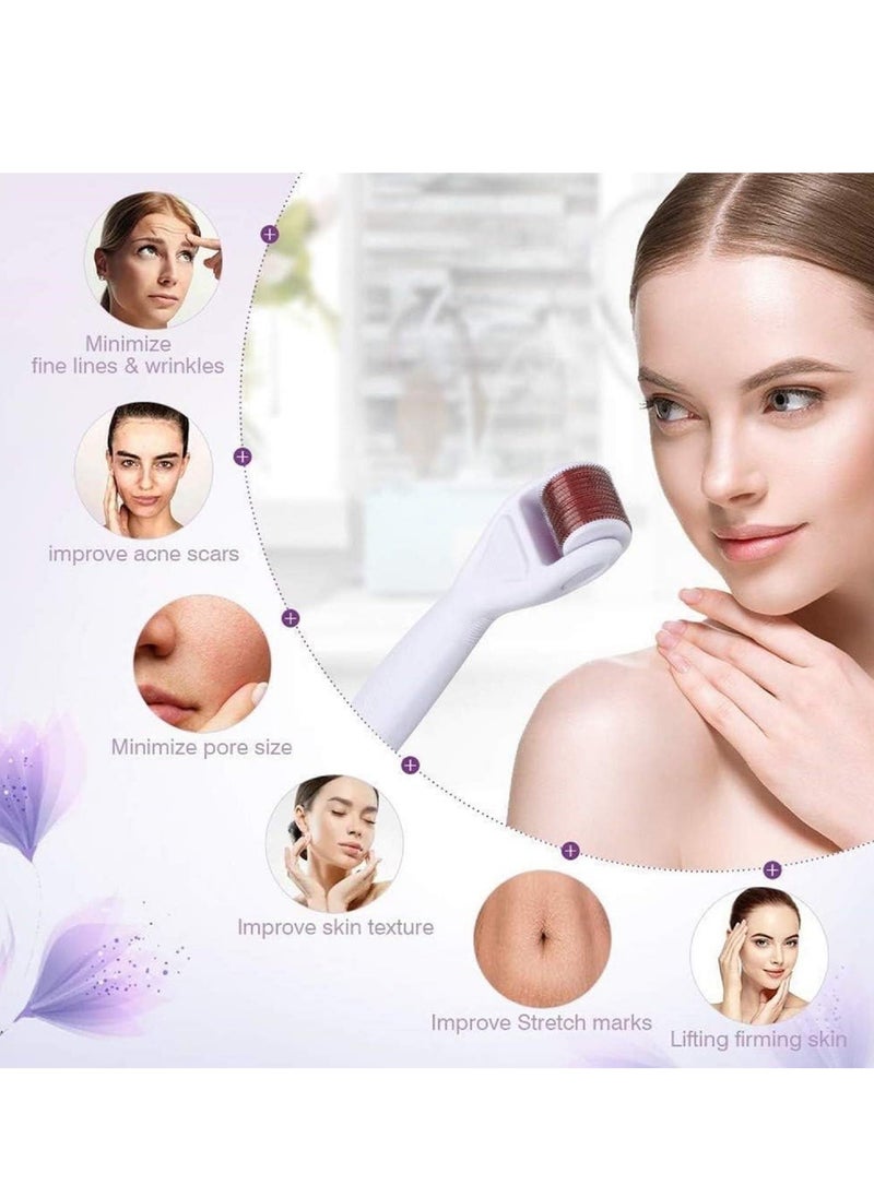 Generic - 3 in 1 Derma Roller Set includes 3 different roller heads with different sized needles used for skin care around eyes, face and body, targeting acne wrinkle reduction, anti-aging, and skin rejuvenation. - Image 1