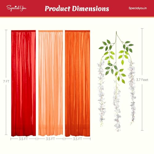 SpecialYou.in SpecialYou® Diwali Decoration for Home, Peach, Orange & Red Backdrop Curtains for Festive Decor, Haldi Mehndi Decorations Items, Wedding Decoration Items for Home Decor for Living Room-16pcs - Image 4