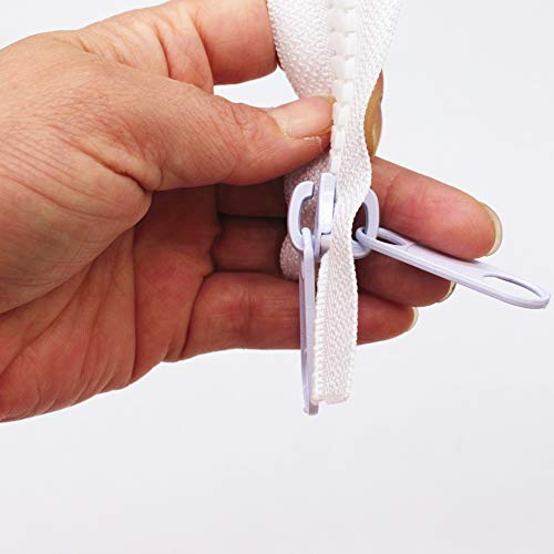 MebuZip #10 84 Inch Heavy Duty Separating Plastic Zippers with Double Pull Tab Zipper Sliders Zippers for Sleeping Bag, Boat, Canvas, Cover, Trampoline, Dog Bed, Tent (White) - Image 3