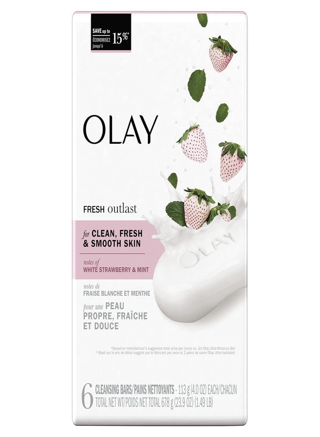 Olay Fresh Outlast Notes Of Cooling White Strawberry & Mint Beauty Bar, 4 oz, 6 count - Image 2
