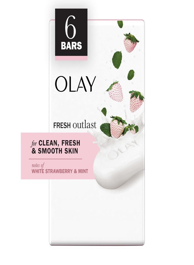 Olay Fresh Outlast Notes Of Cooling White Strawberry & Mint Beauty Bar, 4 oz, 6 count - Image 1