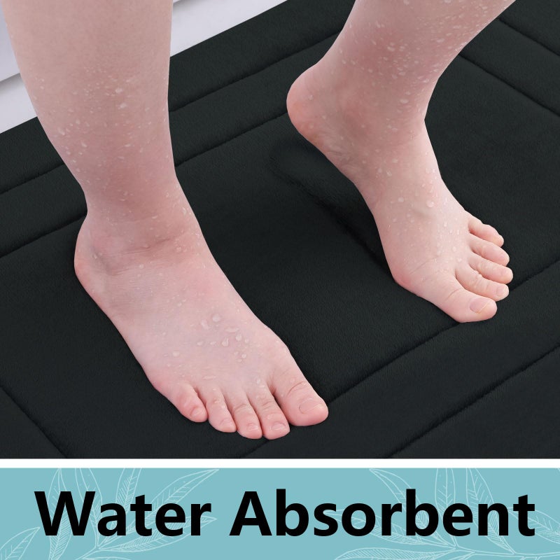 Arotive Arotive Memory Foam Bathroom Rug Mat 44x24  Ultra Soft and Absorbent Bath Mat  Machine Wash Dry  Comfortable Bath Rug Carpet for Bathroom Floor  Tub and Shower  Black  - Image 3