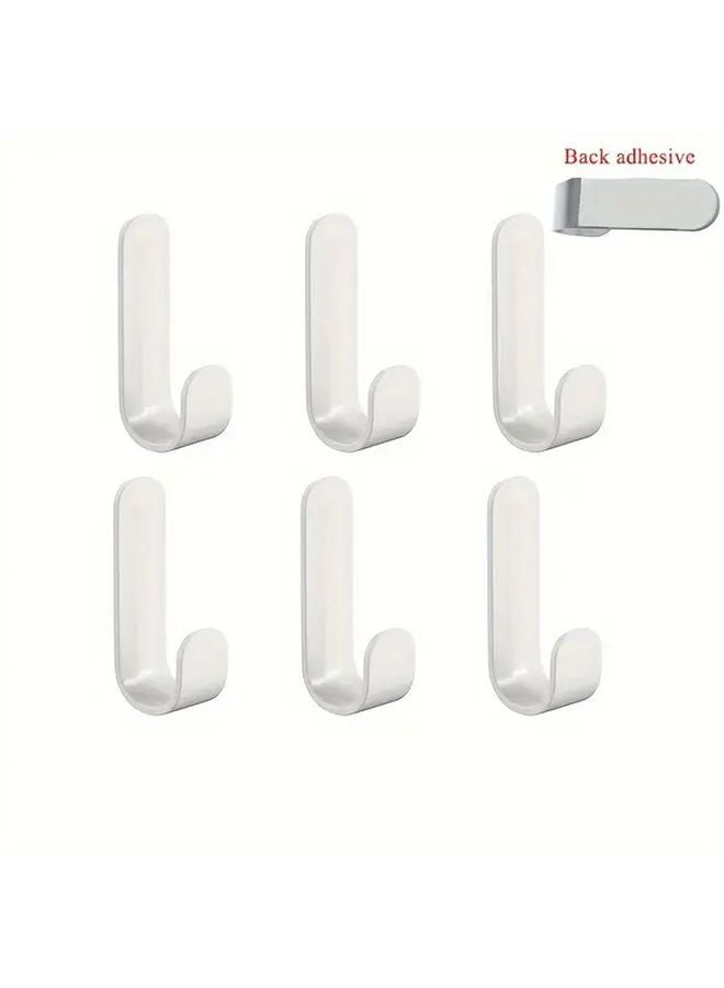 6 Pcs White Wall Hooks Multi Purpose For Organizing Keys Clothes Towels - Image 1