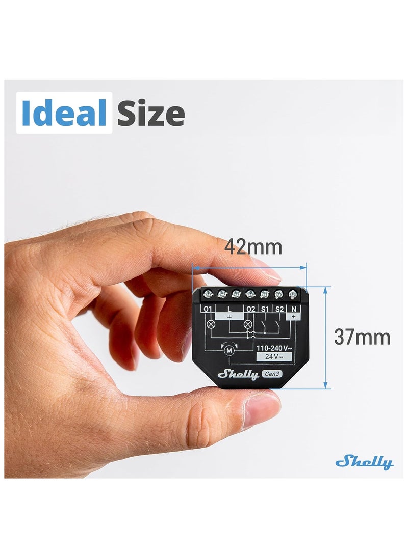 شيلي - Shelly 2PM Gen3 – مرحل ذكي ثنائي القناة مزود بخاصية Wi-Fi مع مراقبة الطاقة والتحكم في الغطاء - Image 1