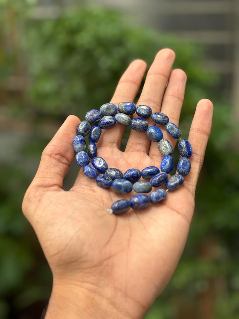 Gemaltic Healing Crystals Certified Drilled Tumble Beads for DIY Reiki Crystal Healing AAA Quality Tumble Stone Beads for Bracelet Making Lapis Lazuli - Image 1