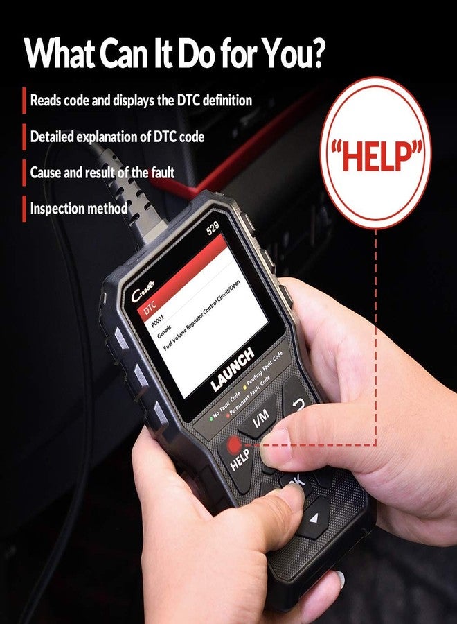 LAUNCH OBD2 Scanner Code Reader CR529 Enhanced Universal Automotive Scan Tool with Full OBDII Function, Turn Off Check Engine Light, Pass Emission Test, Advanced Version of 319 - Image 4