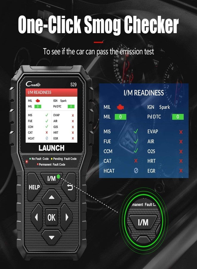 LAUNCH OBD2 Scanner Code Reader CR529 Enhanced Universal Automotive Scan Tool with Full OBDII Function, Turn Off Check Engine Light, Pass Emission Test, Advanced Version of 319 - Image 2