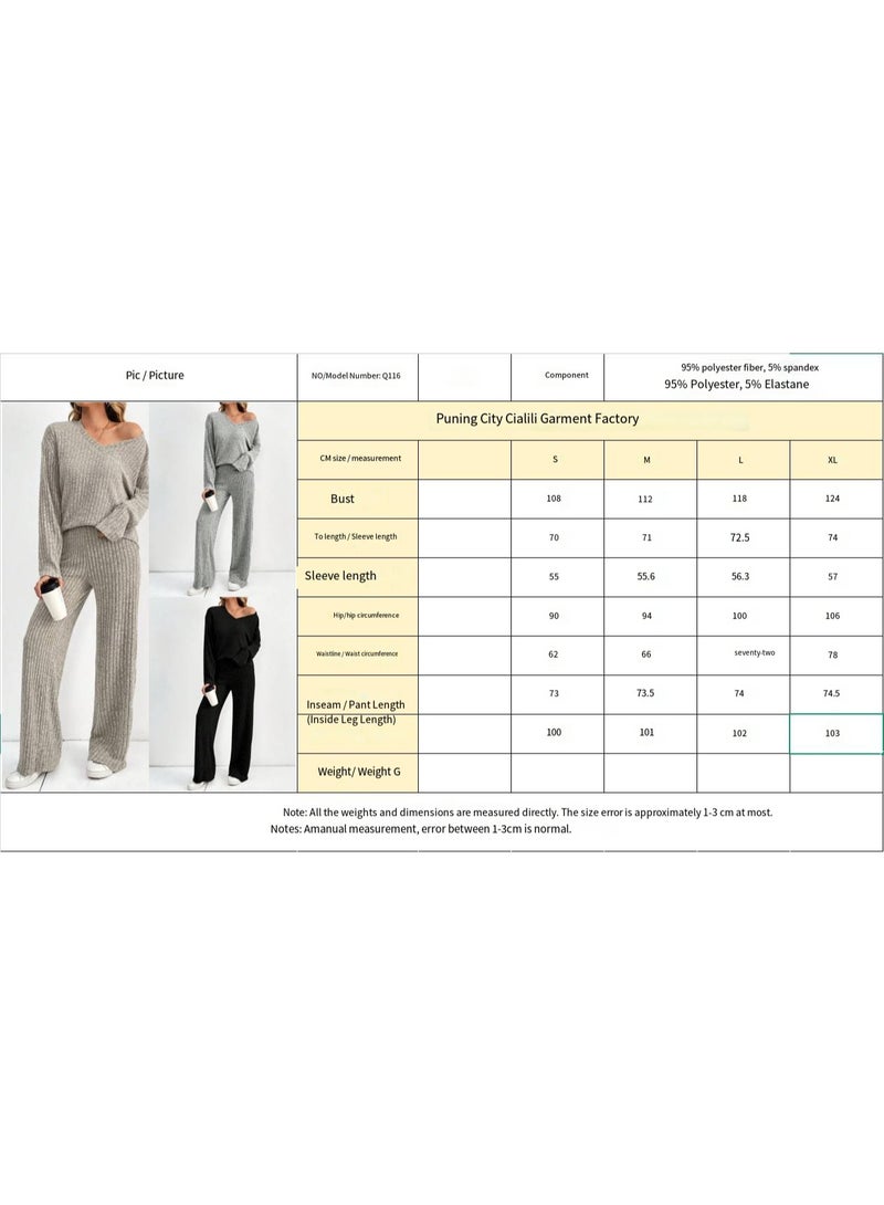general 2025-2026 Knitted long-sleeved top and long pants set - Image 3
