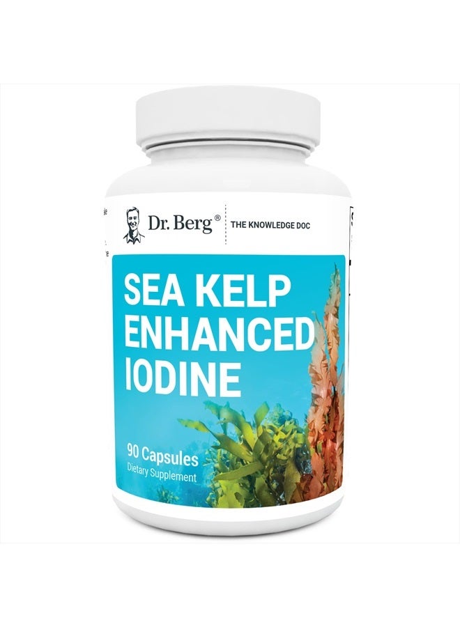 Dr. Bergs Nutritionals Dr. Berg Sea Kelp Enhanced - Thyroid Support Natural Antioxidants & Iodine Supplement w/Organic Sea Kelp & Blue-Green Algae - Immune System & Metabolism Support - Now Without Red Algae - 90 Capsules - Image 1
