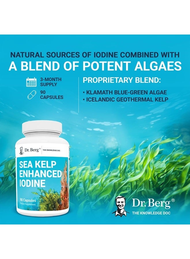 Dr. Bergs Nutritionals Dr. Berg Sea Kelp Enhanced - Thyroid Support Natural Antioxidants & Iodine Supplement w/Organic Sea Kelp & Blue-Green Algae - Immune System & Metabolism Support - Now Without Red Algae - 90 Capsules - Image 5