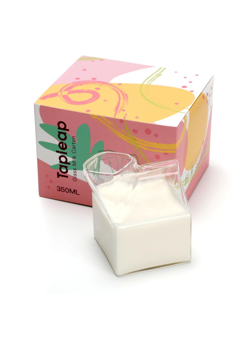 Tapleap Tapleap Glass Milk Carton Kawaii Aesthetic Clear Cup Cute Mini Creamer Container  Small Gift Choice 