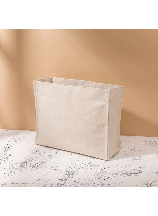 YONBEN - Square Makeup Bag Cosmetic Bag Tote Organizer Insert For Handbags Cotton Canvas Simple Style Multiple Compartments (Beige) - Image 1