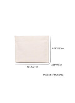 YONBEN Square Makeup Bag Cosmetic Bag Tote Organizer Insert For Handbags Cotton Canvas Simple Style Multiple Compartments (Beige)  - Image 2