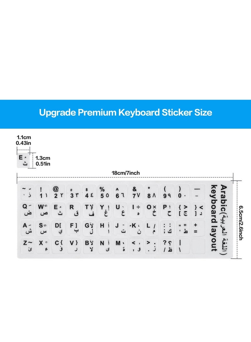 Arabic Keyboard Stickers, Arabic-English Keyboard Letters Replacement Stickers with Black Font on White Background for Laptop Desktop Computer, Matte Arabic Alphabet Sticker - Image 2