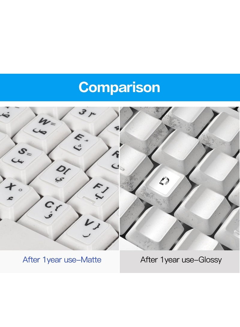 Arabic Keyboard Stickers, Arabic-English Keyboard Letters Replacement Stickers with Black Font on White Background for Laptop Desktop Computer, Matte Arabic Alphabet Sticker - Image 3