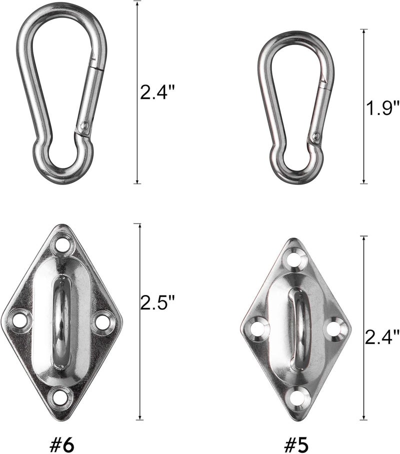 DOEWORKS Shade Sail Hardware Sun Shade Sail Kit 6 Inch Heavy-Duty Stainless Steel Sets for Rectangle Shade Sails Outdoor Installation - Image 5
