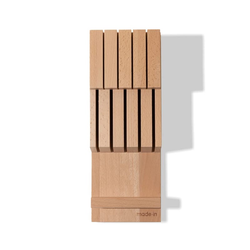 Madein Made In Cookware  9 Piece Knife Organizer  Italian Beechwood  Crafted in Italy