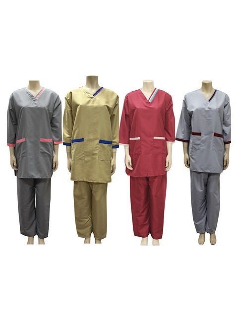 طقم بدلة طبية للخادمة والمربية مكون من 4 قطع
