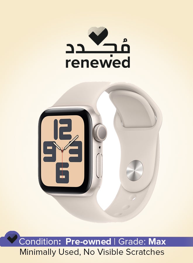Apple Renewed - Watch SE (2023) GPS 40mm Starlight Aluminium Case With Starlight Sport Band - Image 1