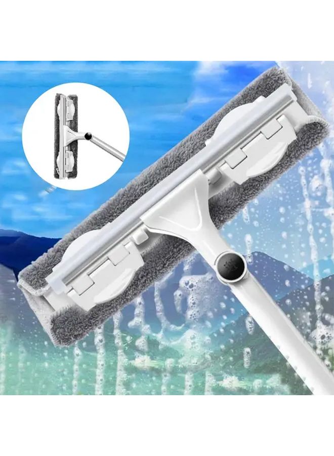 2 In 1 Double Sided Glass Wiper Cleaner With Telescopic Rod 11 02 Inch Gray Mop - Image 1