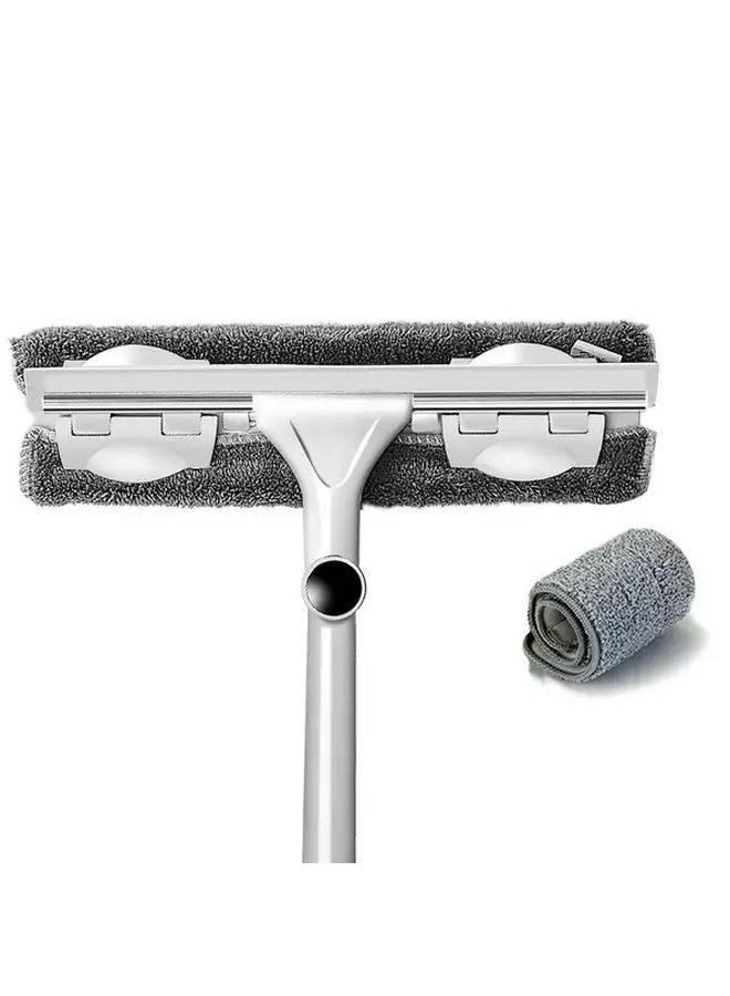 2 In 1 Double Sided Glass Wiper Cleaner With Telescopic Rod 11 02 Inch Gray Mop - Image 4