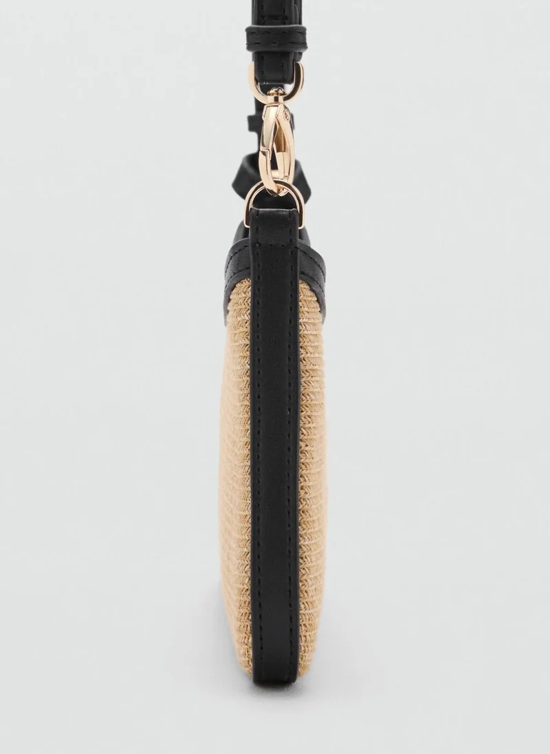 MANGO Natural Fibre Shoulder Bag