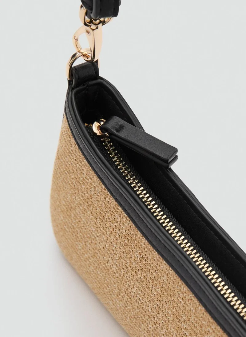 MANGO Natural Fibre Shoulder Bag