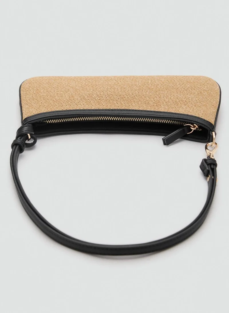 MANGO Natural Fibre Shoulder Bag