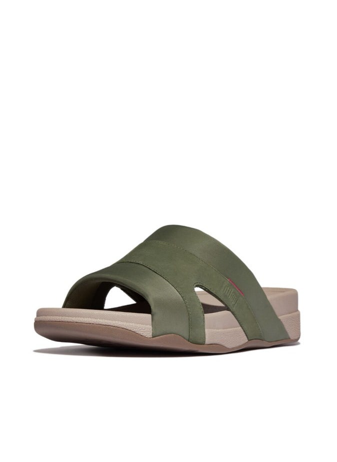 FitFlop 049-825 Fitflop Men Sandals Freeway Iii Mens Leather-Mix Slides - Safari Green GV4-C80 Green  - Image 1
