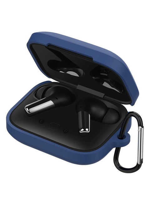 Case for Oneplus Buds Pro, Jelanry Silicone Soft Headphones Case Cover with Keychain Shockproof Flexible Full Body Protective Skin Wireless Charging Covered for Oneplus Buds Pro Earbuds 2021 (Blue)